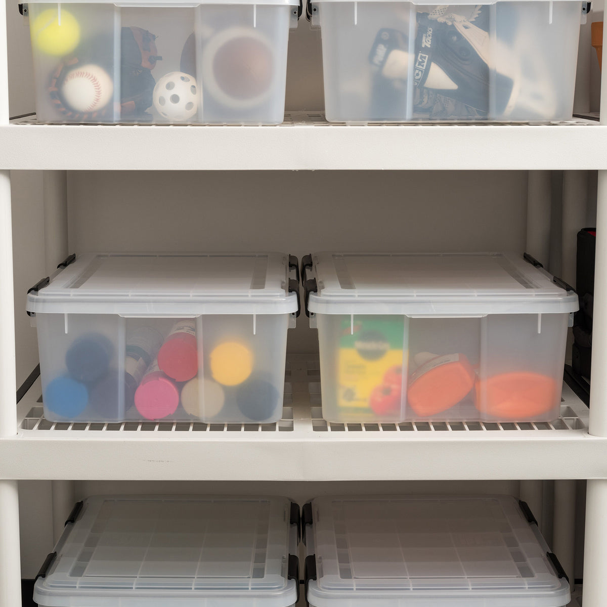 IRIS USA Clear Weathertight 30 Quart Buckle Down Storage Box Container, (6 Pack)