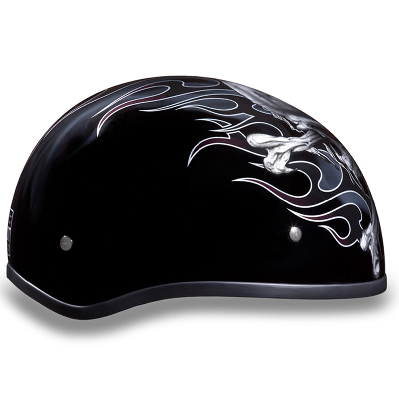 Daytona Helmets Motorcycle Half Helmet Skull Cap, XL, Dull Black, Cross Bones
