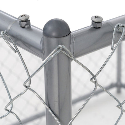 Lucky Dog 10' x 10' Chain Link Dog Kennel (2 Pack) & Waterproof Roof (2 Pack) - VMInnovations