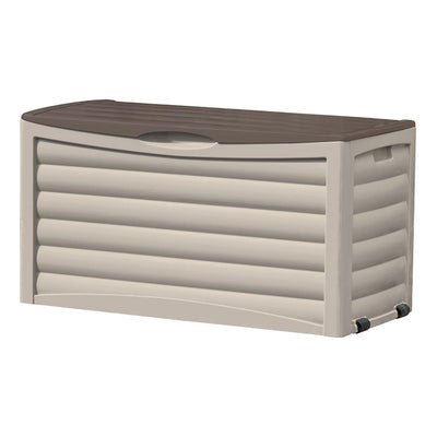 Suncast DB8300 83 Gallon Resin Outdoor Patio Storage Deck Box, Taupe (2 Pack)
