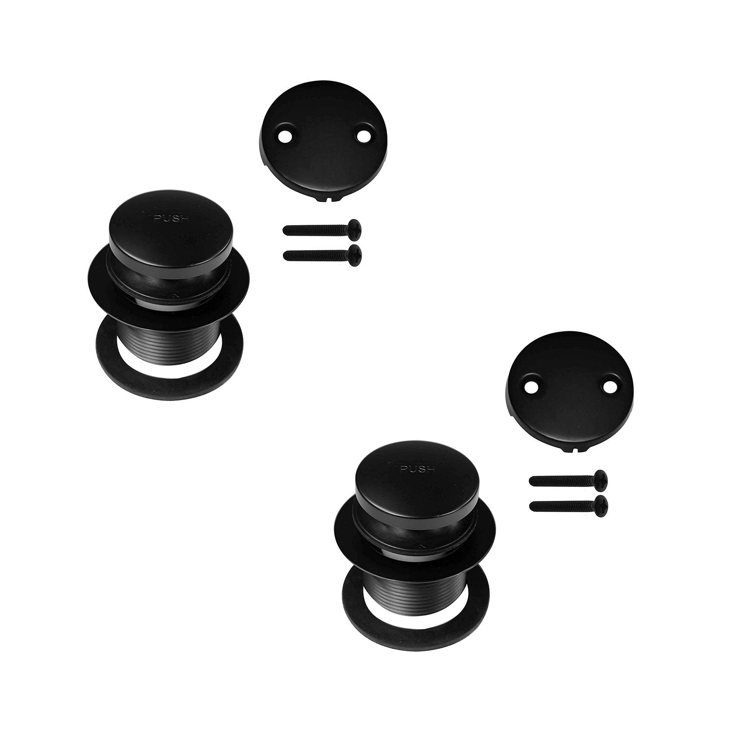 Westbrass 1.5 Inch Tiptoe Bathtub Trim Set w/ 2 Hole Faceplate, Black (2 Pack)