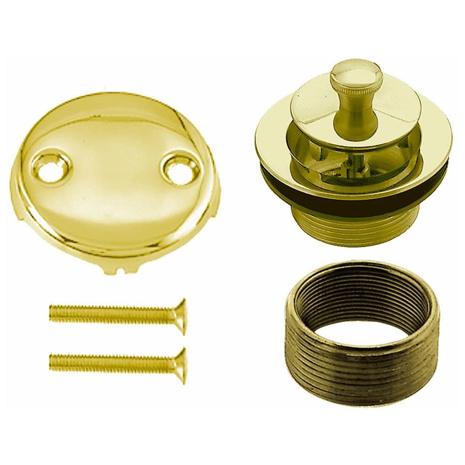 Westbrass 1.5 Inch Dia Twist & Close Bathtub Trim Set w/ 2 Hole Faceplate, Brass - VMInnovations