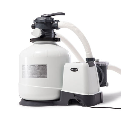 Intex Pool Sand Filter Pump w/ Automatic Timer & Side Vacuum & 1.5” Hose 2 Pack