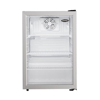 Danby 2.6 Cu. Ft. Steel Glass Door Mini Fridge Refrigerator, Silver (Damaged)