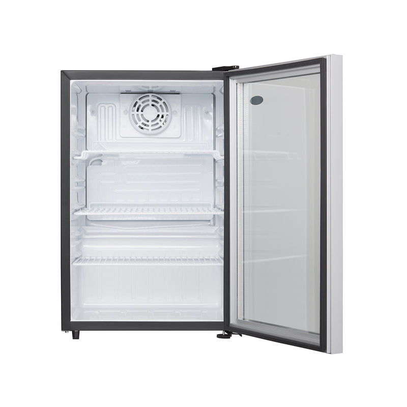 Danby 2.6 Cu. Ft. Steel Glass Door Mini Fridge Refrigerator, Silver (Damaged)
