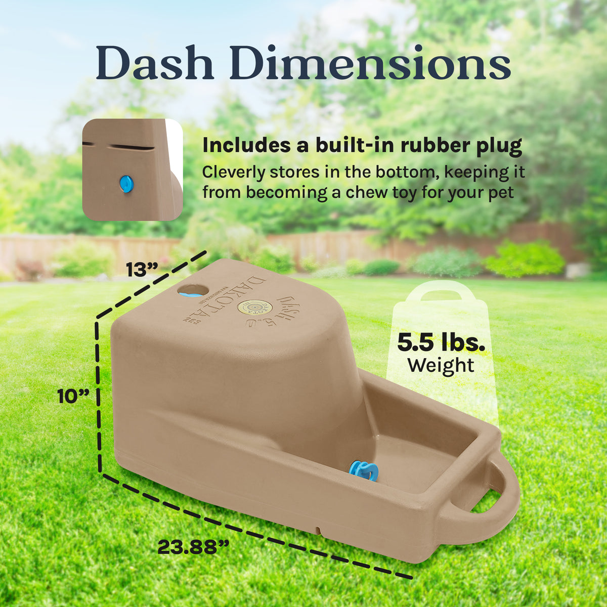 Dakota 283 Dash 5 Gallon Water Dispenser System for Dogs & Pets, Coyote Granite