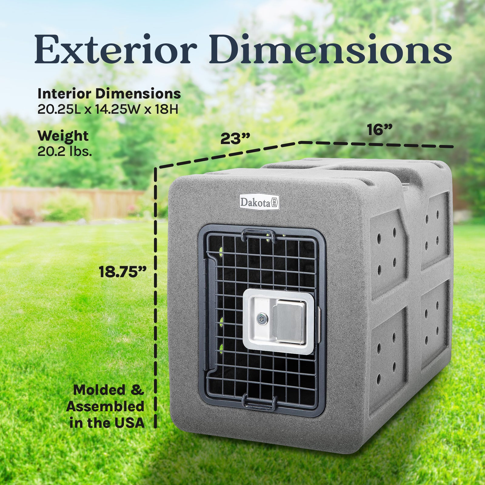 Dakota 283 G3 Easy To Clean Dog Kennel w/ Handle & Latching Door, Dark Granite - VMInnovations