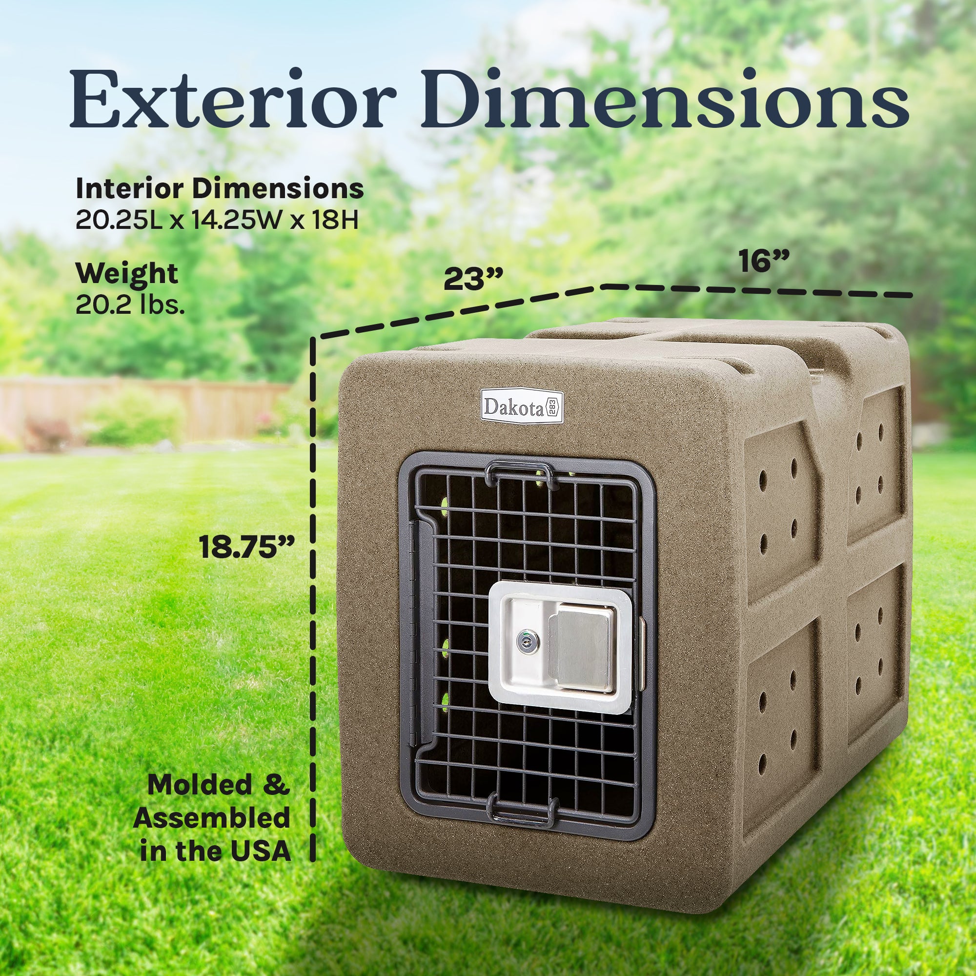 Dakota Easy To Clean Kennel w/ Handle & Latching Door, Coyote Granite (Open Box) - VMInnovations