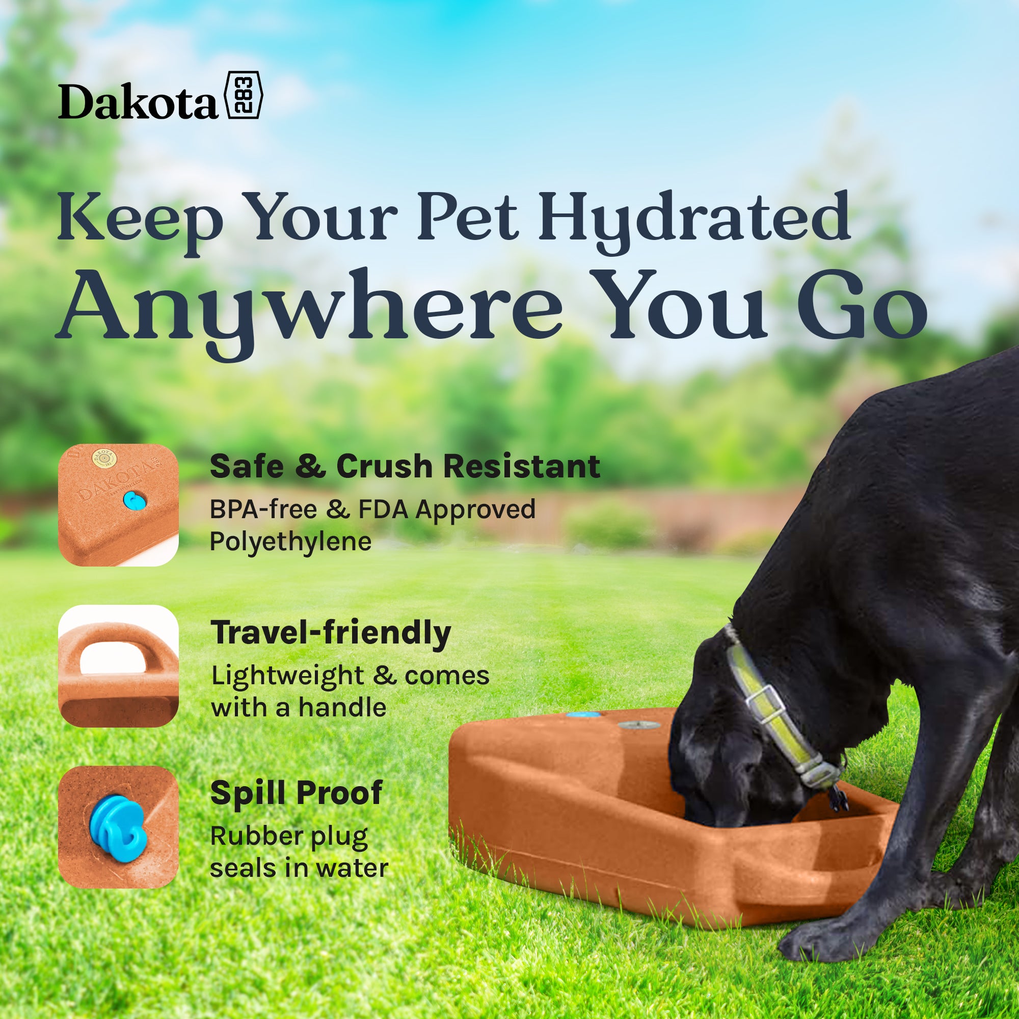 Dakota 283 Dash 3.5 Gallon Water Bowl/Dispenser System for Dogs & Pets, Orange - VMInnovations