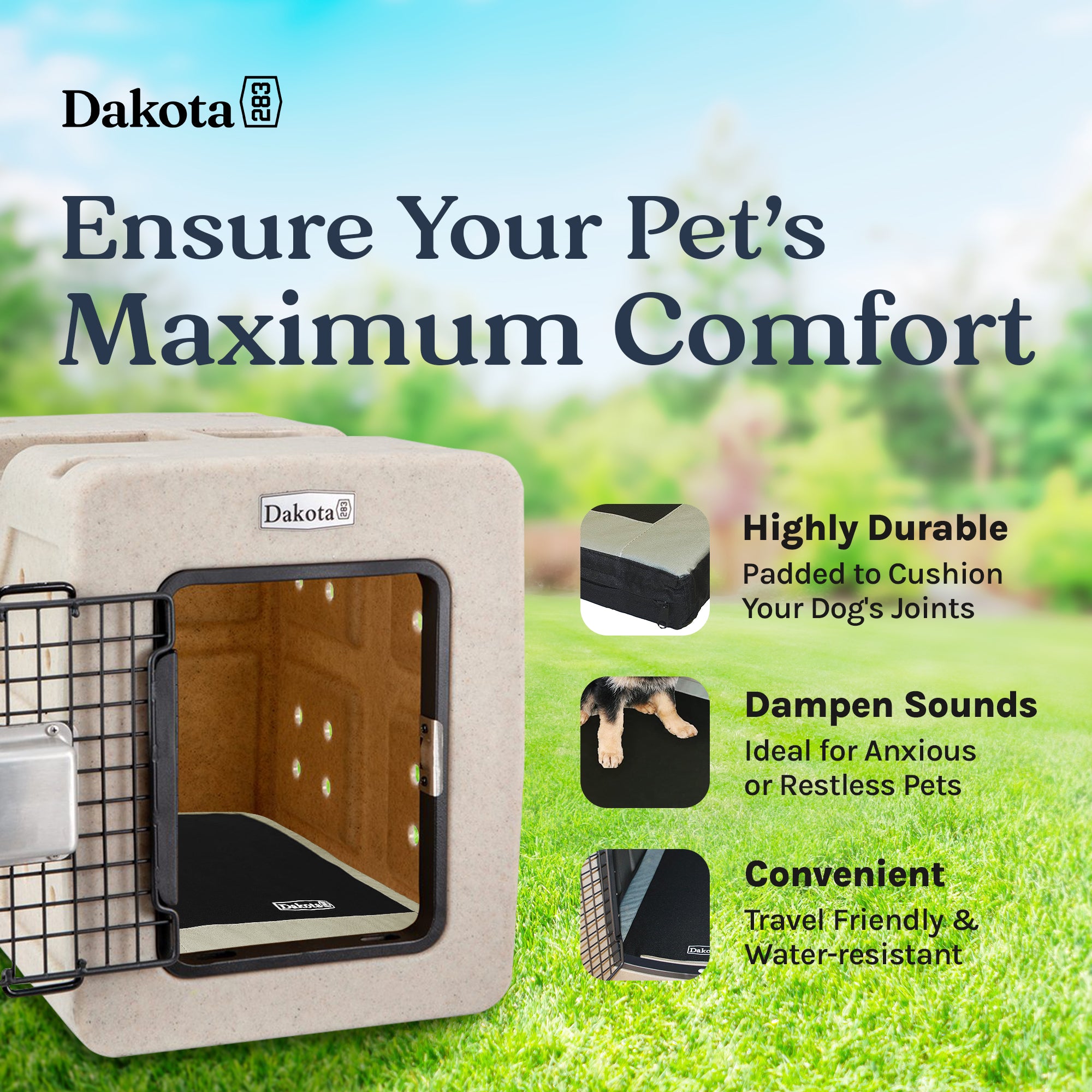 Dakota 283 G3 Washable Portable Padded Kennel Mat Crate Bed , Small (Open Box) - VMInnovations