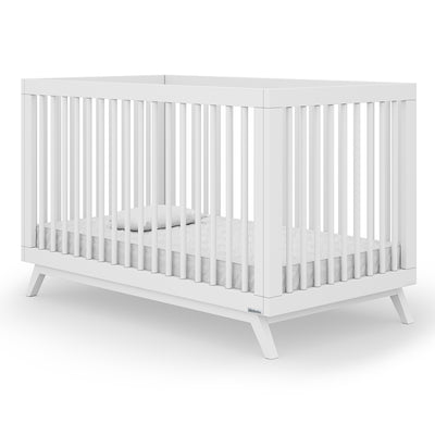 dadada Soho 3 in 1 Solid Beech Wood Convertible Baby Crib to Toddler Bed, White
