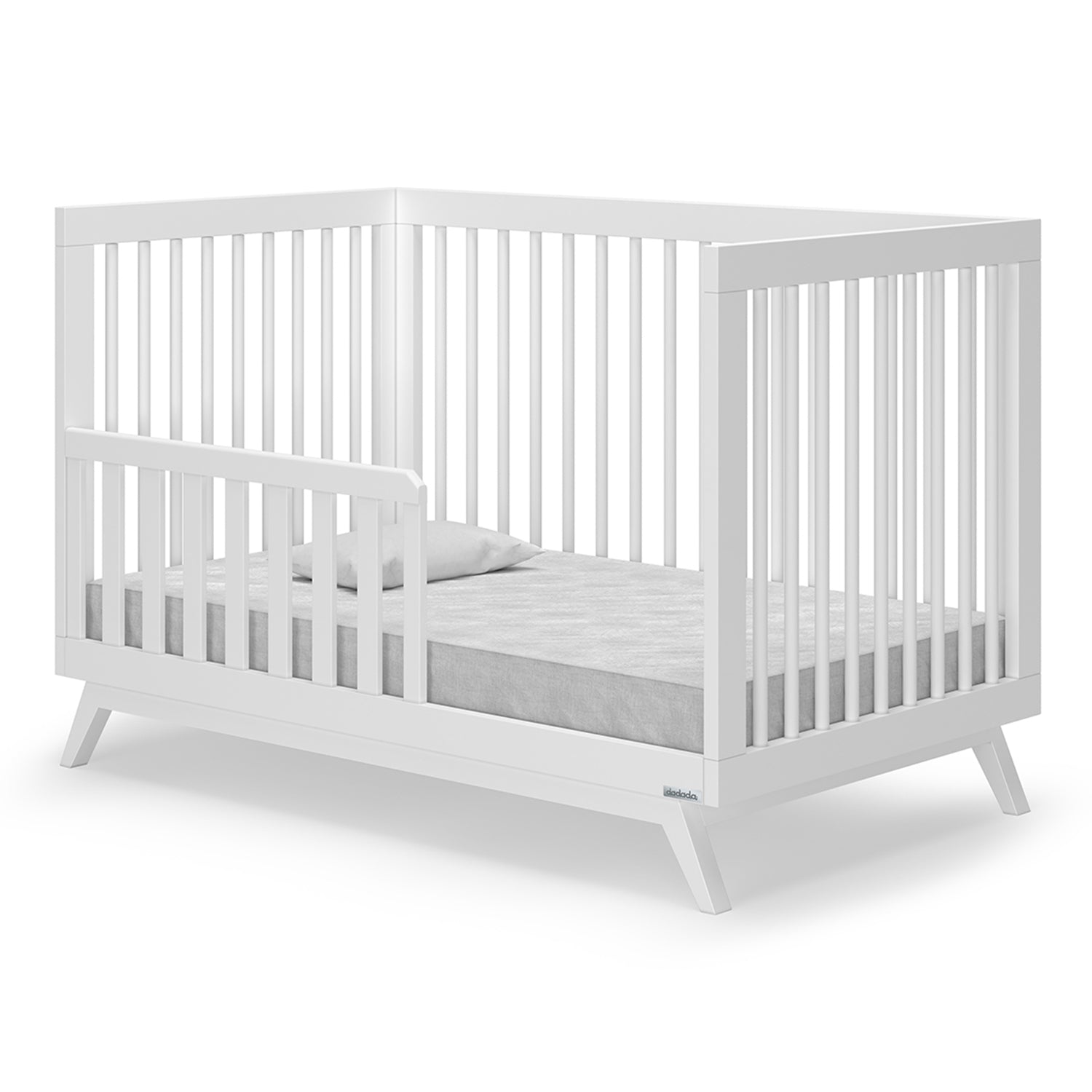 dadada Soho 3 in 1 Solid Beech Wood Convertible Baby Crib to Toddler Bed, White