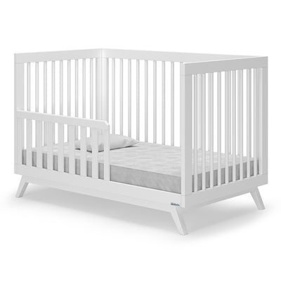 dadada Soho 3 in 1 Solid Beech Wood Convertible Baby Crib to Toddler Bed, White