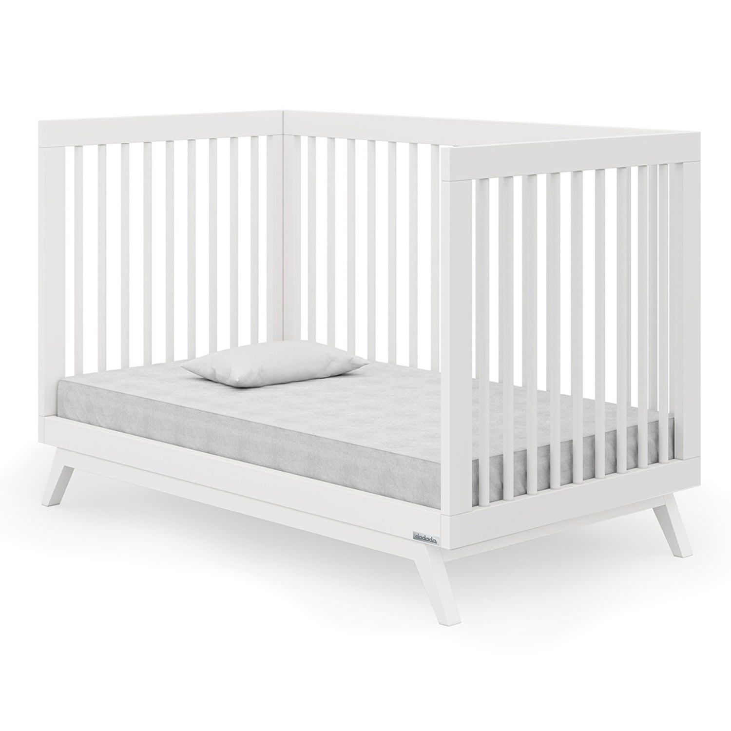 dadada Soho 3 in 1 Solid Beech Wood Convertible Baby Crib to Toddler Bed, White