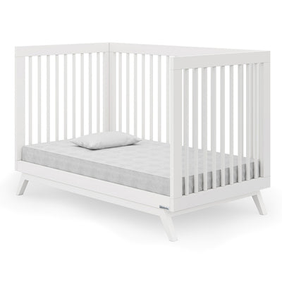 dadada Soho 3 in 1 Solid Beech Wood Convertible Baby Crib to Toddler Bed, White