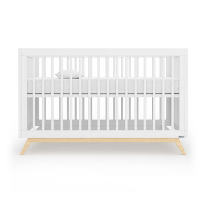 dadada Soho 3 in 1 Solid Wood Convertible Crib to Toddler Bed, White and Natural