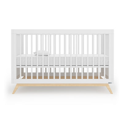 dadada Soho 3 in 1 Solid Wood Convertible Crib to Toddler Bed, White and Natural