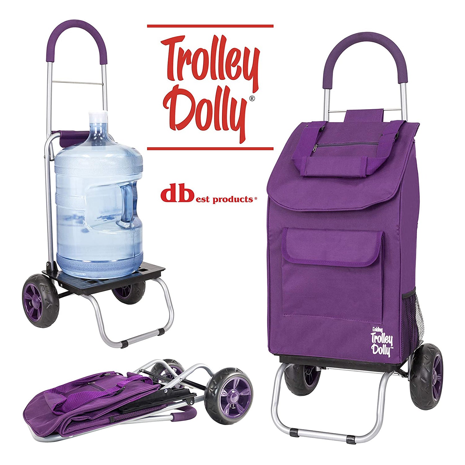 dbest products Foldable Wagon Collapsible Trolley Dolly, Purple (Open Box) - VMInnovations