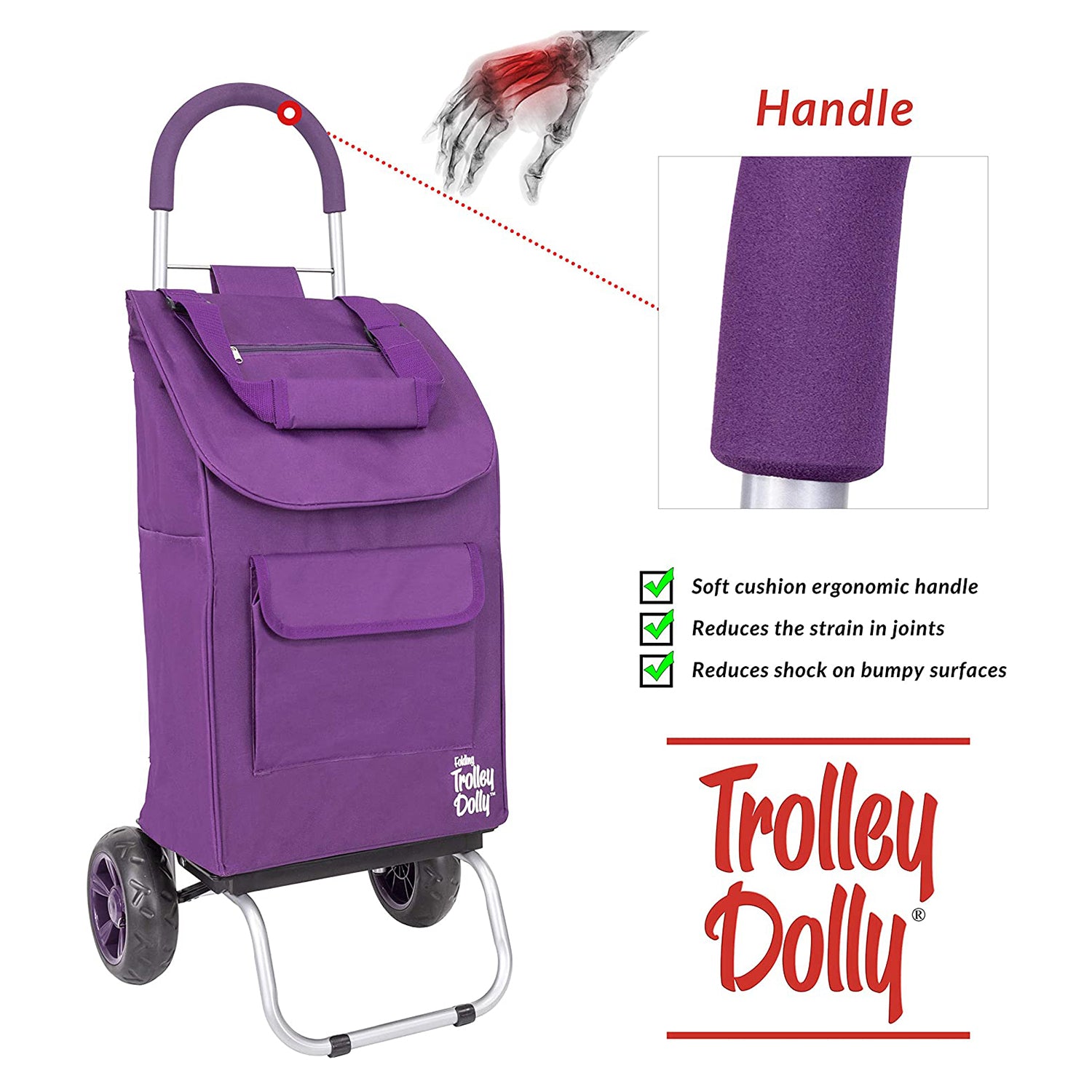 dbest products Foldable Wagon Collapsible Trolley Dolly, Purple (Open Box) - VMInnovations