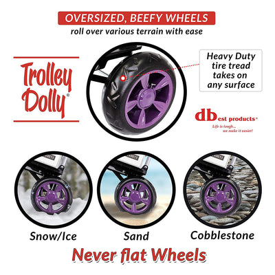dbest products Foldable Wagon Collapsible Trolley Dolly, Purple (Open Box) - VMInnovations