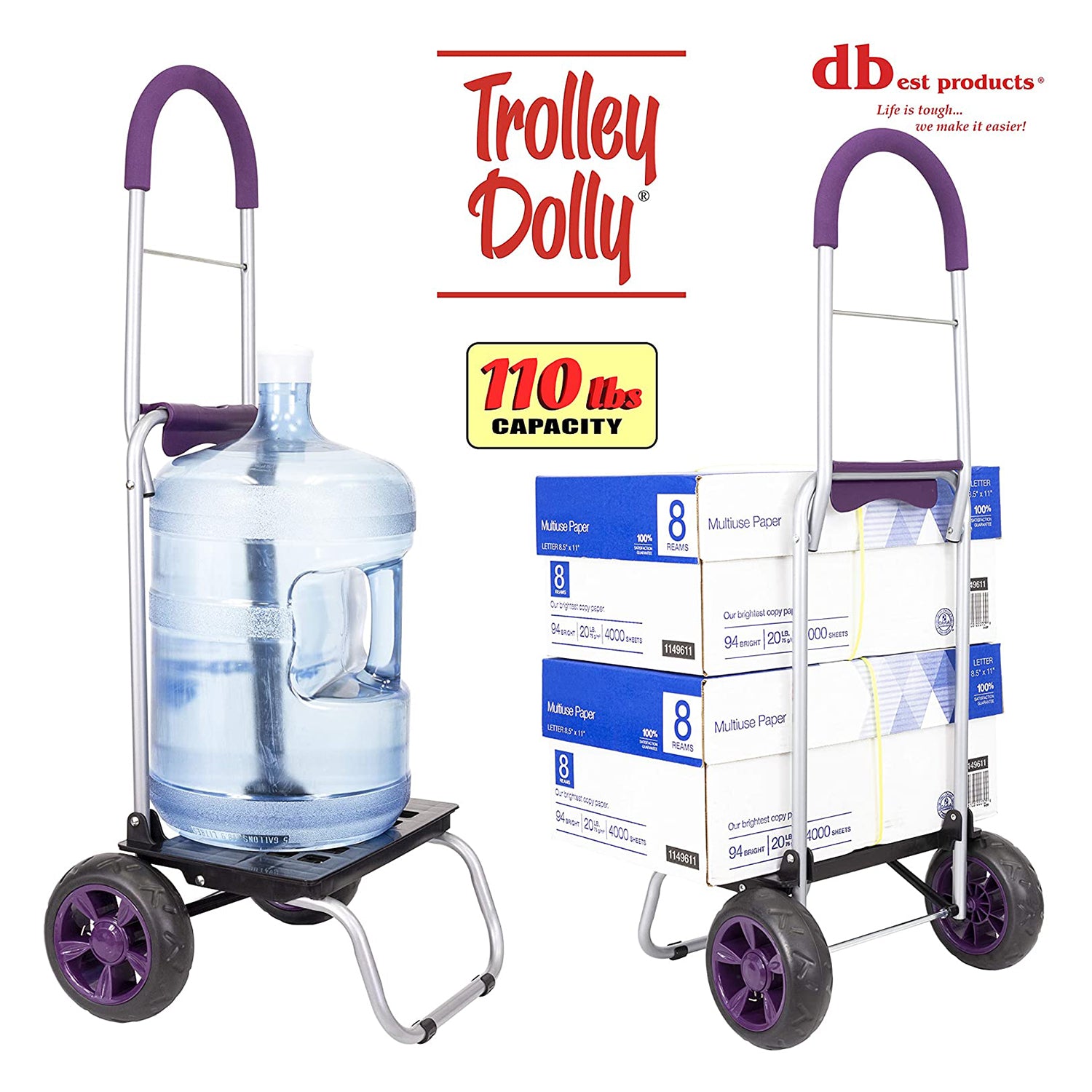 dbest products Foldable Wagon Collapsible Trolley Dolly, Purple (Open Box) - VMInnovations