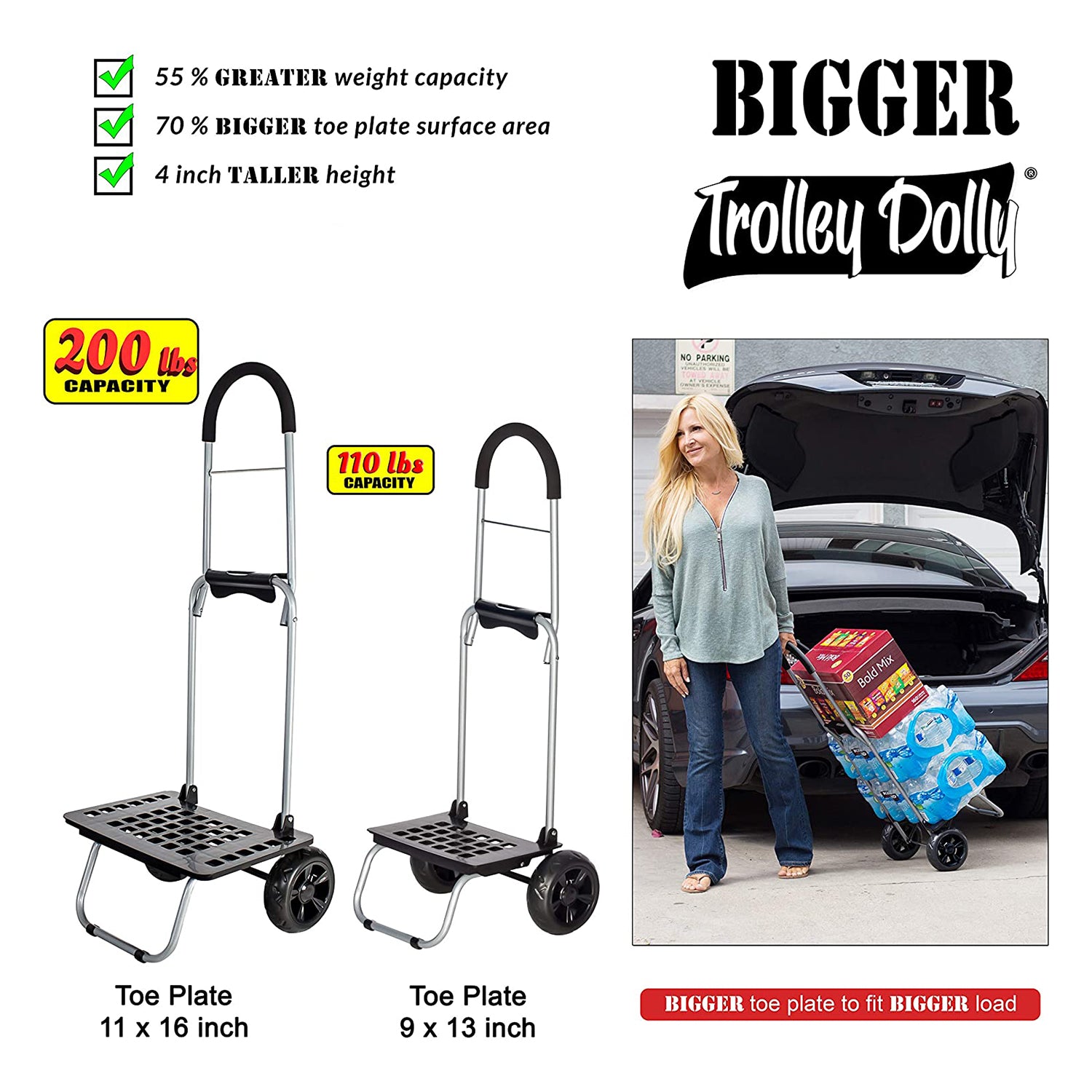 dbest products Portable Bigger Folding Wagon Trolley Dolly, Black (Open Box) - VMInnovations