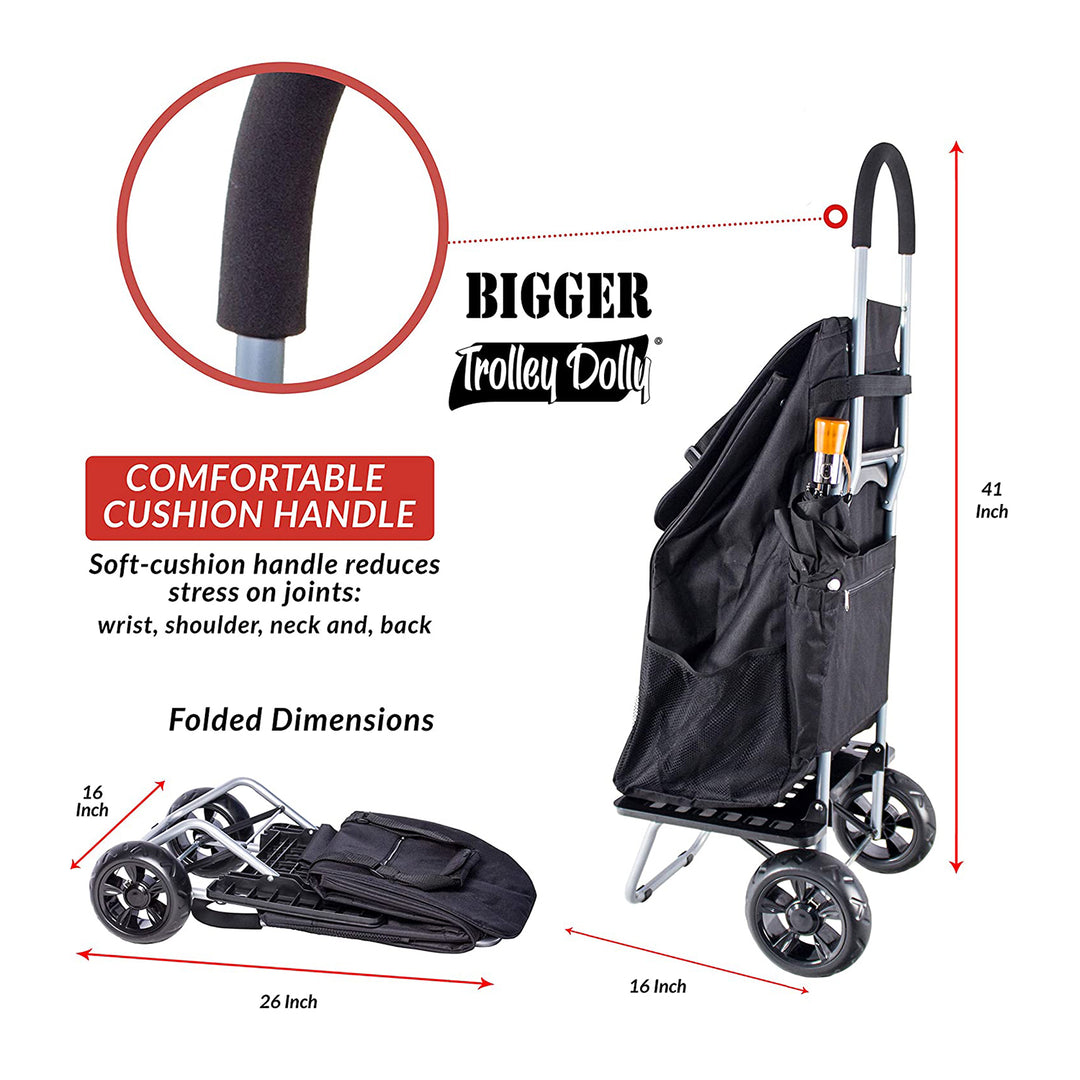 dbest products Portable Bigger Folding Wagon Trolley Dolly, Black (Open Box)