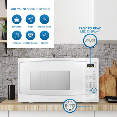 Danby 1000W 1.1 Cubic Feet Convenient User-Friendly Countertop Microwave, White (Refurbished)