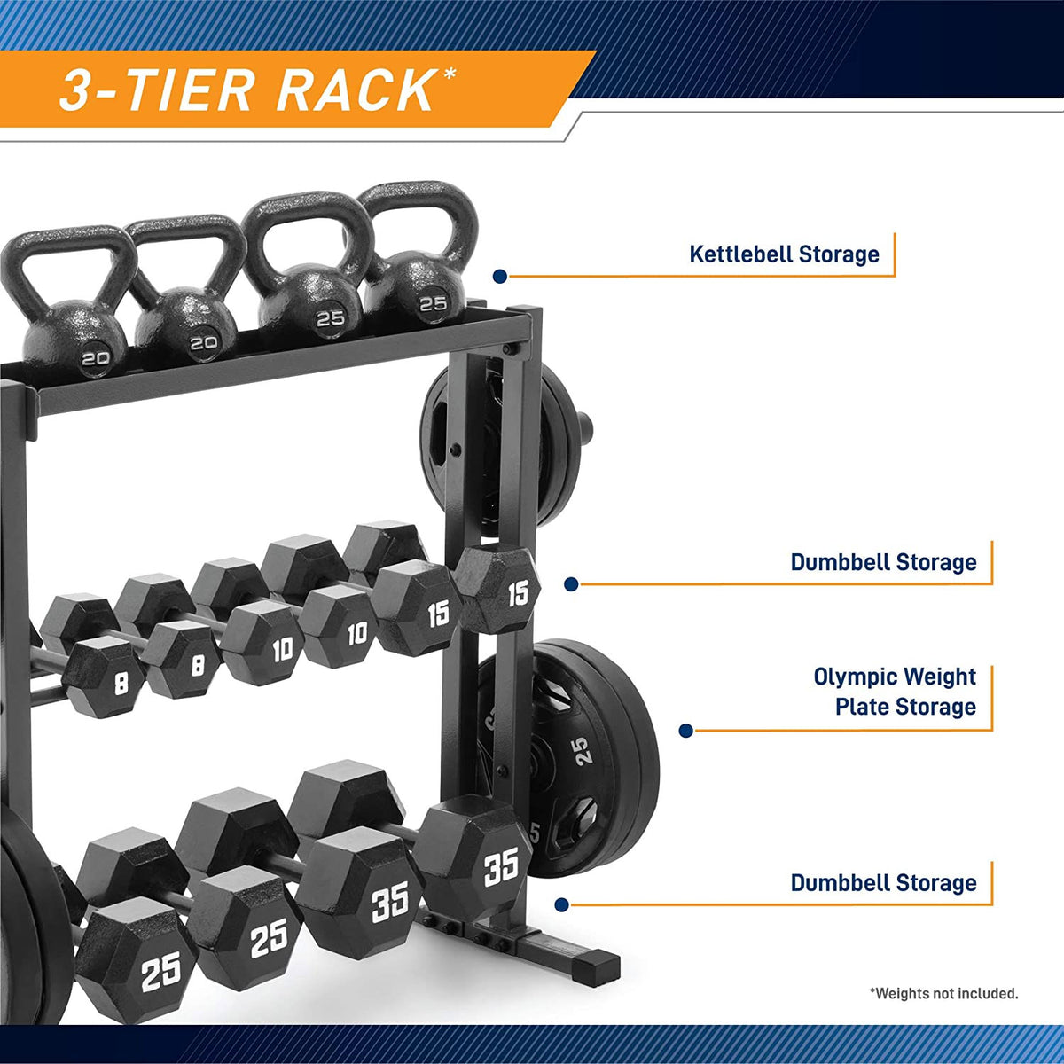 Impex DBR-0117 Marcy Combination Weight and Dumbbell Storage Rack for Home Gym