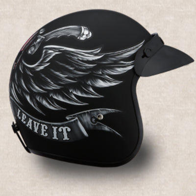 Motorcycle 3/4 Shell Helmet Skull Cap, Large, Dull Black Love It (Used)