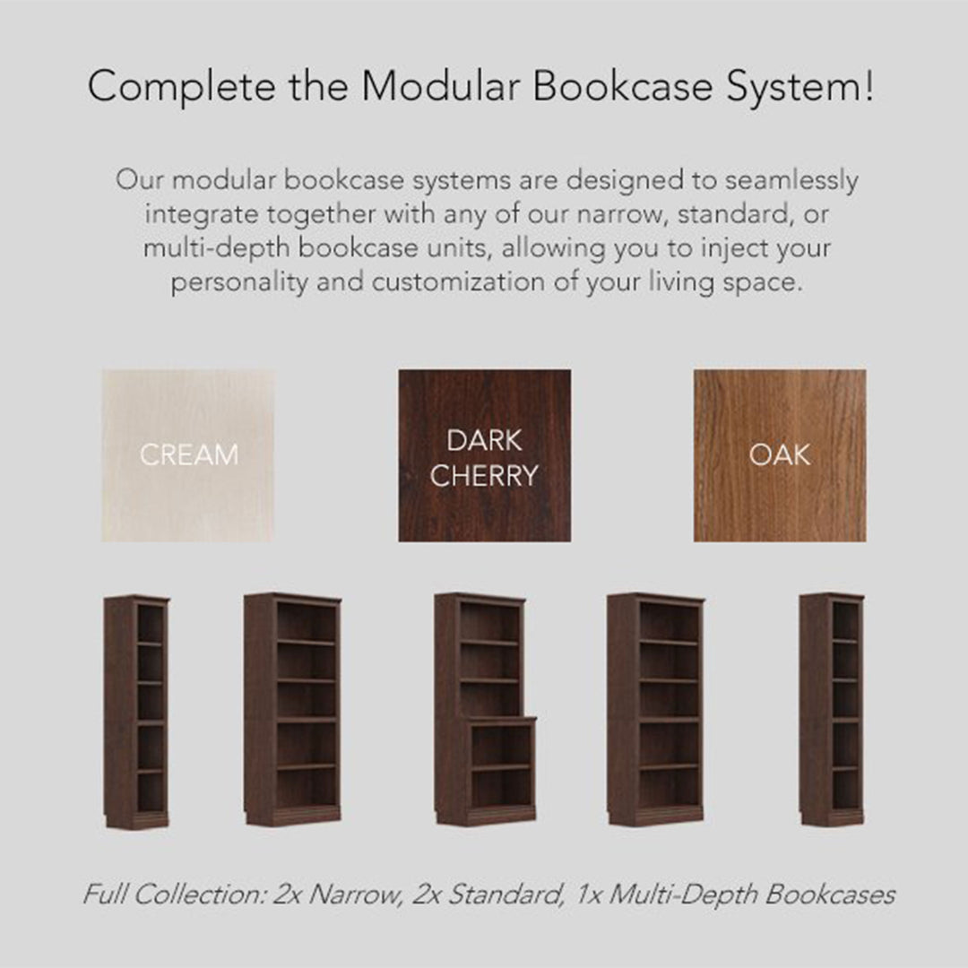 VAUXHILL & CO. Multi-Depth Bookcase, Adjustable Shelving Unit, Cherry(For Parts)