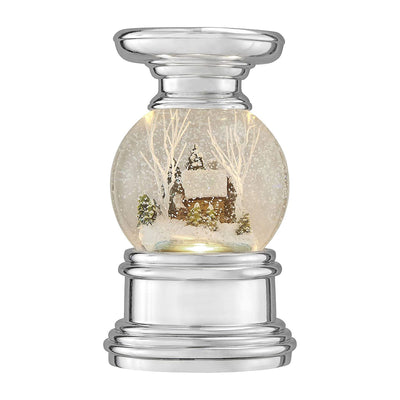 Haute Decor 6.5 Inch Log Cabin Christmas Snow Globe with Candle Holder & 3 LEDs