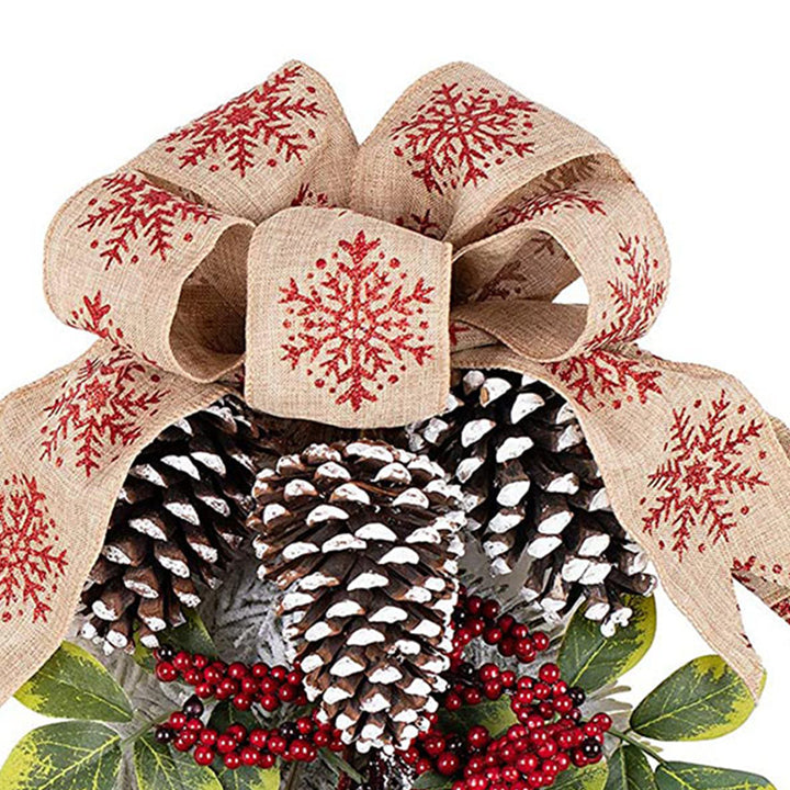 Haute Decor 18" Country Christmas Wreath w/ Pinecones, Snowflake (Open Box)