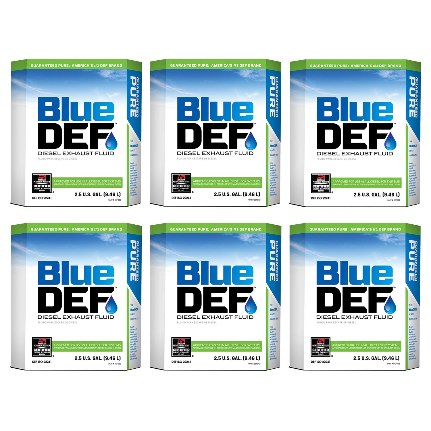 BlueDEF Diesel Exhaust Fluid Synthetic & Deionized Water 2.5 Gallon Jug (6 Pack)