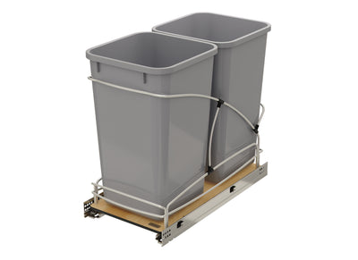Rev-A-Shelf Double 27 qt. Pullout Trash Containers, Gray, 54WC-1527SC-17-1 - VMInnovations