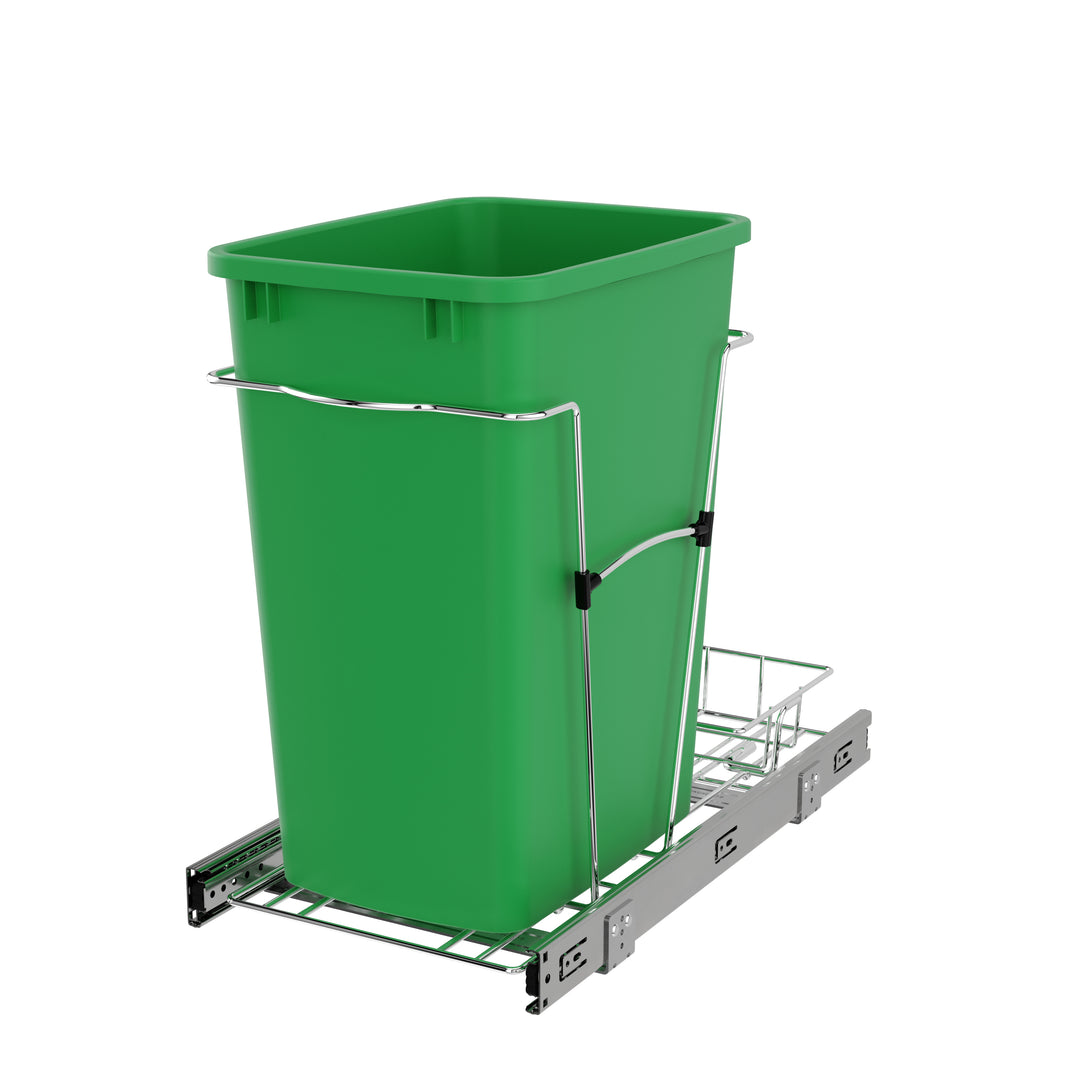 Rev-A-Shelf Pullout Trash Can 35 qt. for Kitchen Cabinets, Green, RV-12KD-19C-S