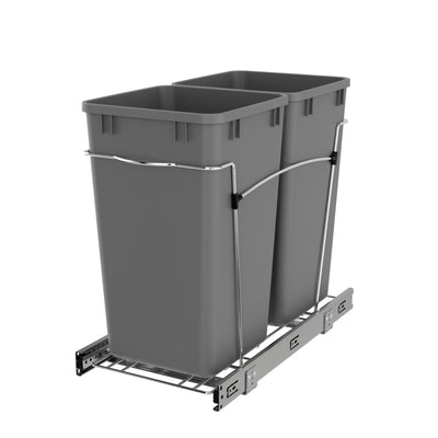 Rev A Shelf 27 Quart Sliding Double Waste Trash Container Bin, Gray (Used)