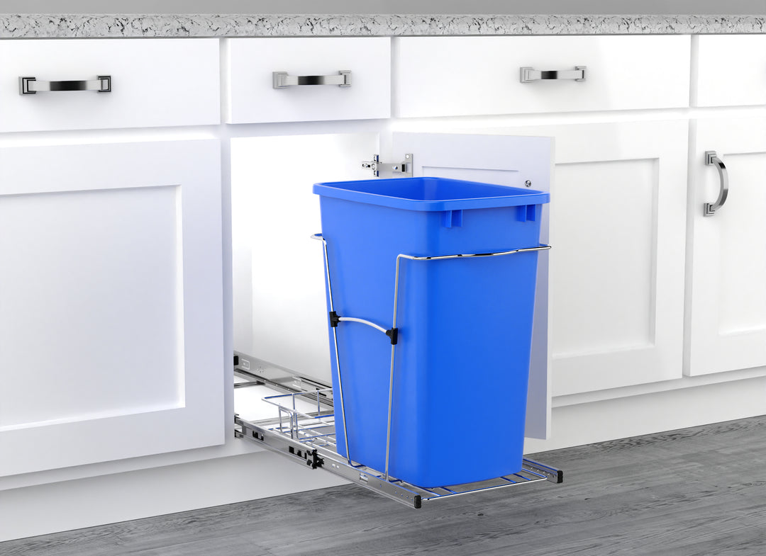 Rev-A-Shelf Pullout Trash Can 35 qt. for Kitchen Cabinets, Blue, RV-12KD-22C-S - VMInnovations