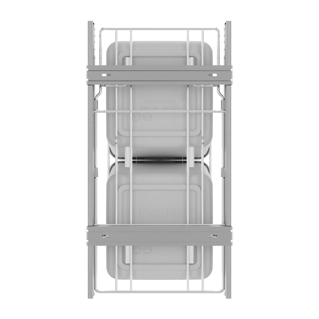 Rev-A-Shelf Double Pullout Trash Cans 27 qt. for Kitchen, White, RV-15KD-11C S