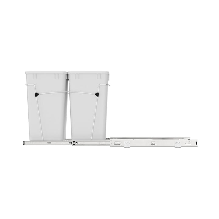 Rev-A-Shelf Double Pullout Trash Cans 27 qt. for Kitchen, White, RV-15KD-11C S