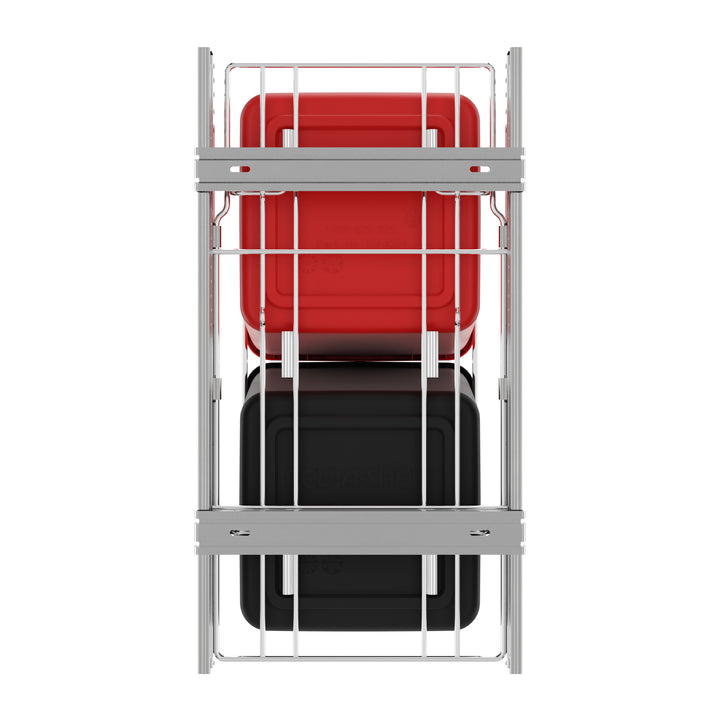 Rev-A-Shelf Double Pullout Trash Can 27 qt. for Kitchen, RedBlk, RV-15KD-1618C-S