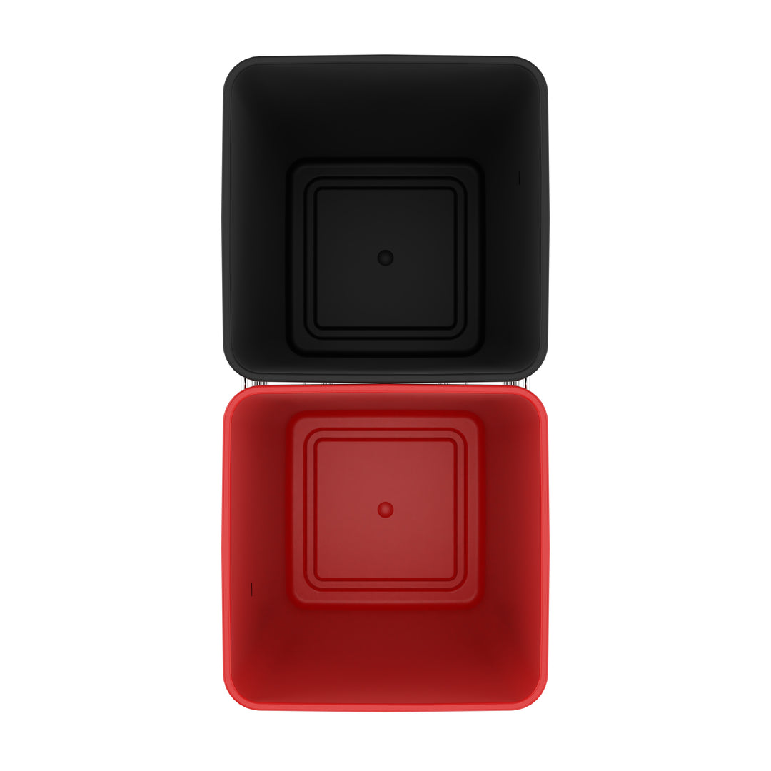 Rev-A-Shelf Double Pullout Trash Can 27 qt. for Kitchen, RedBlk, RV-15KD-1618C-S