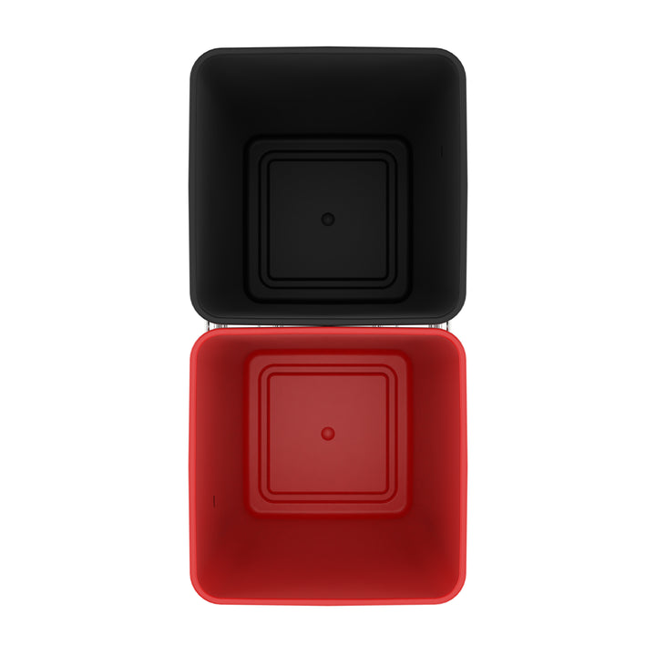Rev-A-Shelf Double Pullout Trash Can 27 qt. for Kitchen, RedBlk, RV-15KD-1618C-S