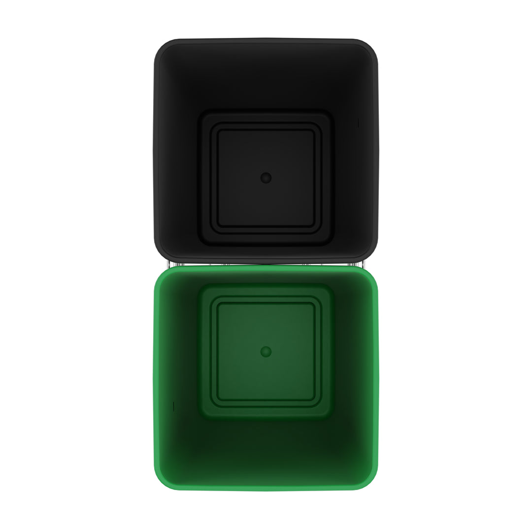 Rev-A-Shelf Double Pullout Trash Can 27 qt. for Kitchen, Green, RV-15KD-1918C-S