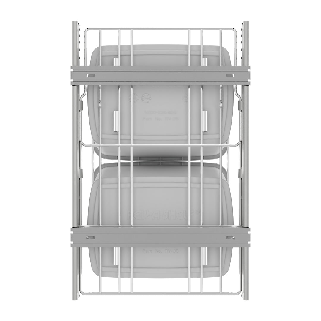 Rev-A-Shelf Double Pullout Trash Can 35 qt. for Kitchen, White, RV-18KD-11C S