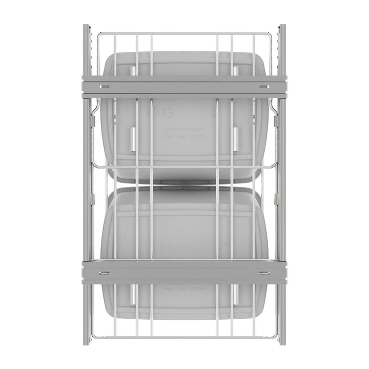 Rev-A-Shelf Double Pullout Trash Can 35 qt. for Kitchen, White, RV-18KD-11C S