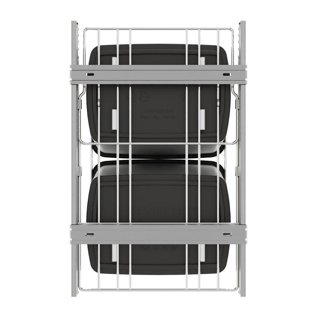 Rev-A-Shelf Double Pullout Trash Can 35 qt. for Kitchen, Gray, RV-18KD-13C-S