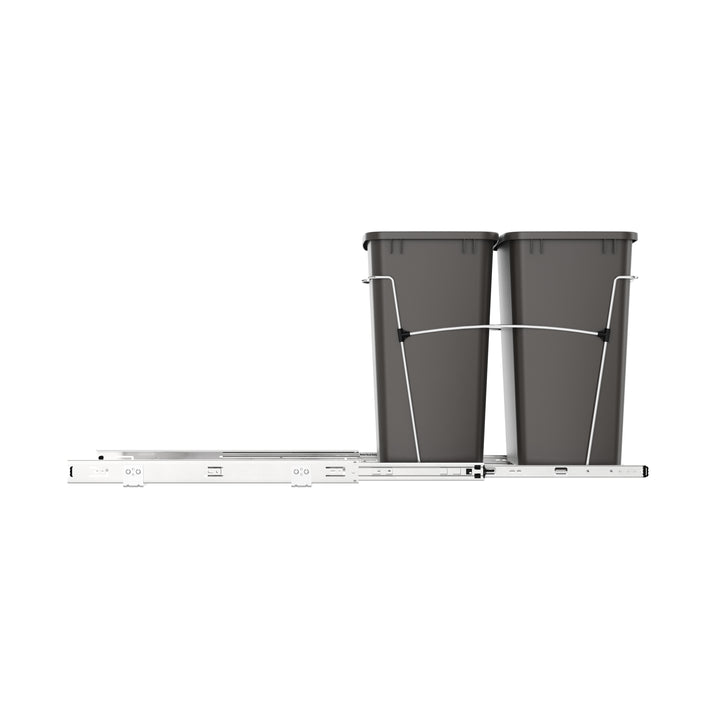 Rev-A-Shelf Double Pullout Trash Can 35 qt. for Kitchen, Gray, RV-18KD-13C-S