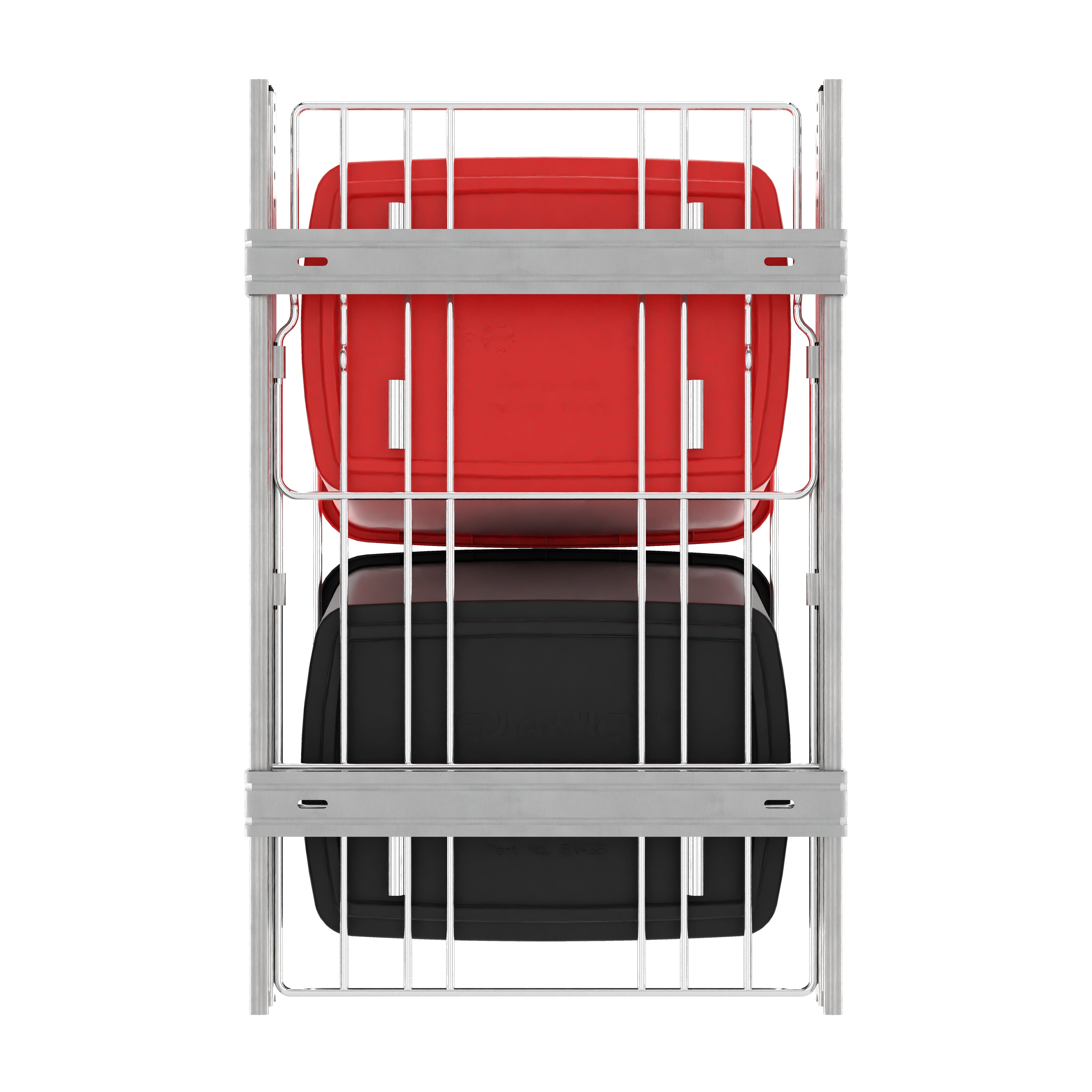 Rev-A-Shelf Double Pullout Trash Can 35 qt. for Kitchen, Red, RV-18KD-1618C-S - VMInnovations
