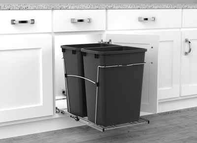 Rev-A-Shelf Double Pullout Trash Can 35 qt. for Kitchen, Black, RV-18KD-18C S - VMInnovations
